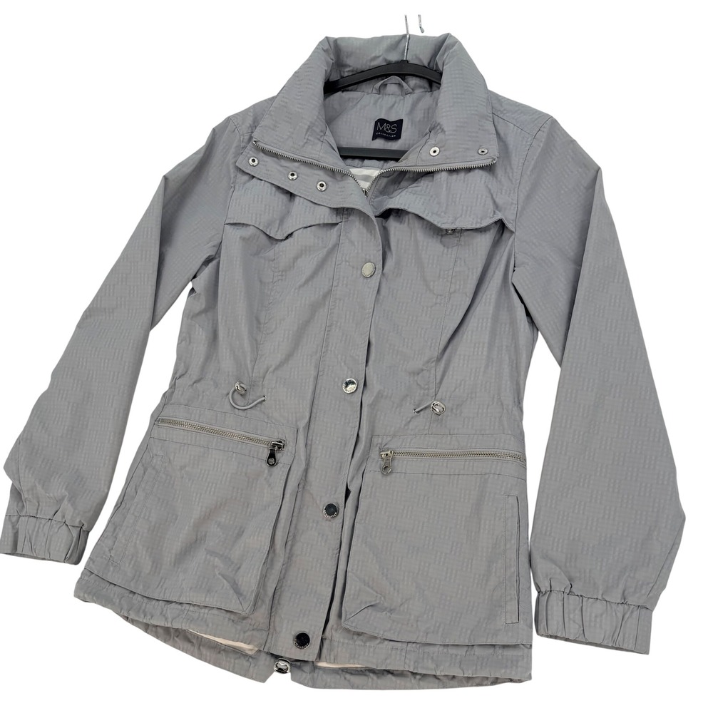 M&S Collection Grey Utility Anorak Jacket Size 8 Relaxed Minimalist Casual